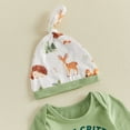 thumbnail image 6 of Cjfdfy Newborn Baby Boy Forest Animal Fall Outfits Cutest Critter in the Woods Print Long Sleeve Romper Pants With Hat 3pcs Infant Cute Coming Home Outfit 0-12M, 6 of 9