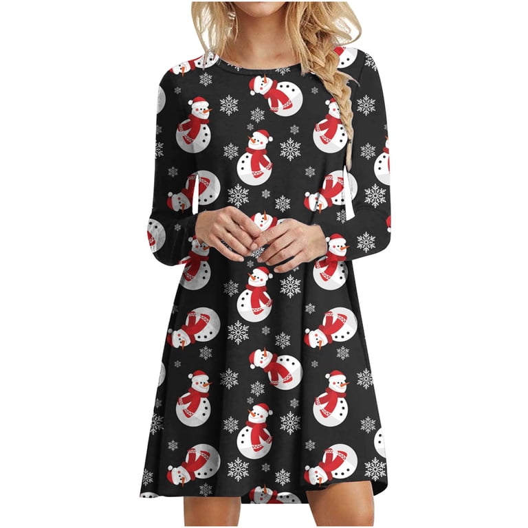 Santa Claus Plus Size Christmas Cat Dress Fewfanhot Women's Christmas Dress With Elegant Holiday Patterns Soft Santa Claus Plus Size Christmas Cat Dress Fewfanhot Women's Christmas Dress With Elegant Holiday Patterns Soft