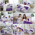 thumbnail image 5 of Purple Grey Abstract Comforter Set Full Size, Modern Graffiti Brush Art Soft Bedding Set for Man Woman, 4 Pieces Duvet Cover Set with Fitted Sheet, 2 Pillowcases, 5 of 9