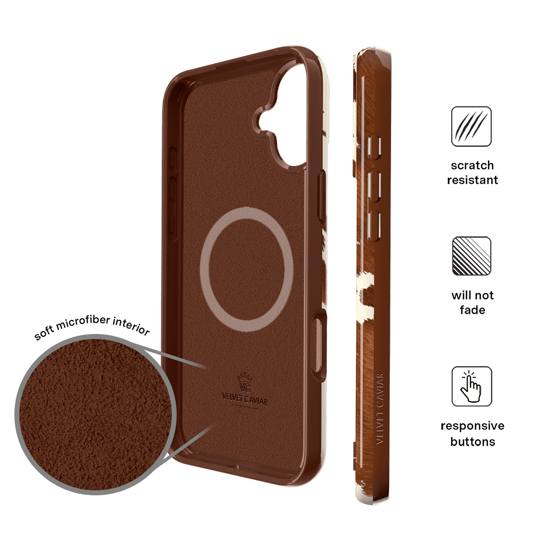 VELVET CAVIAR for iPhone 16 Plus Case Cow Print - Compatible with MagSafe - Cute Protective Black Case for Women - Cocoa Cow