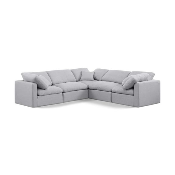 Meridian Furniture Indulge 158.5" Fabric L-Shaped Modular Sectional in Gray