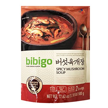 Korean Bibigo Pre-made Packaged Tofu Kimchi/Soybean Paste Stew 16oz (Spicy Mushroom, 1