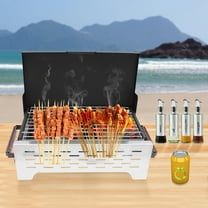 15.75*8.27-inch Portable Charcoal Grill, Folding Camping Grill, Outdoor BBQ Grill Foldable Design With Anti-scald Solid Wood Handles