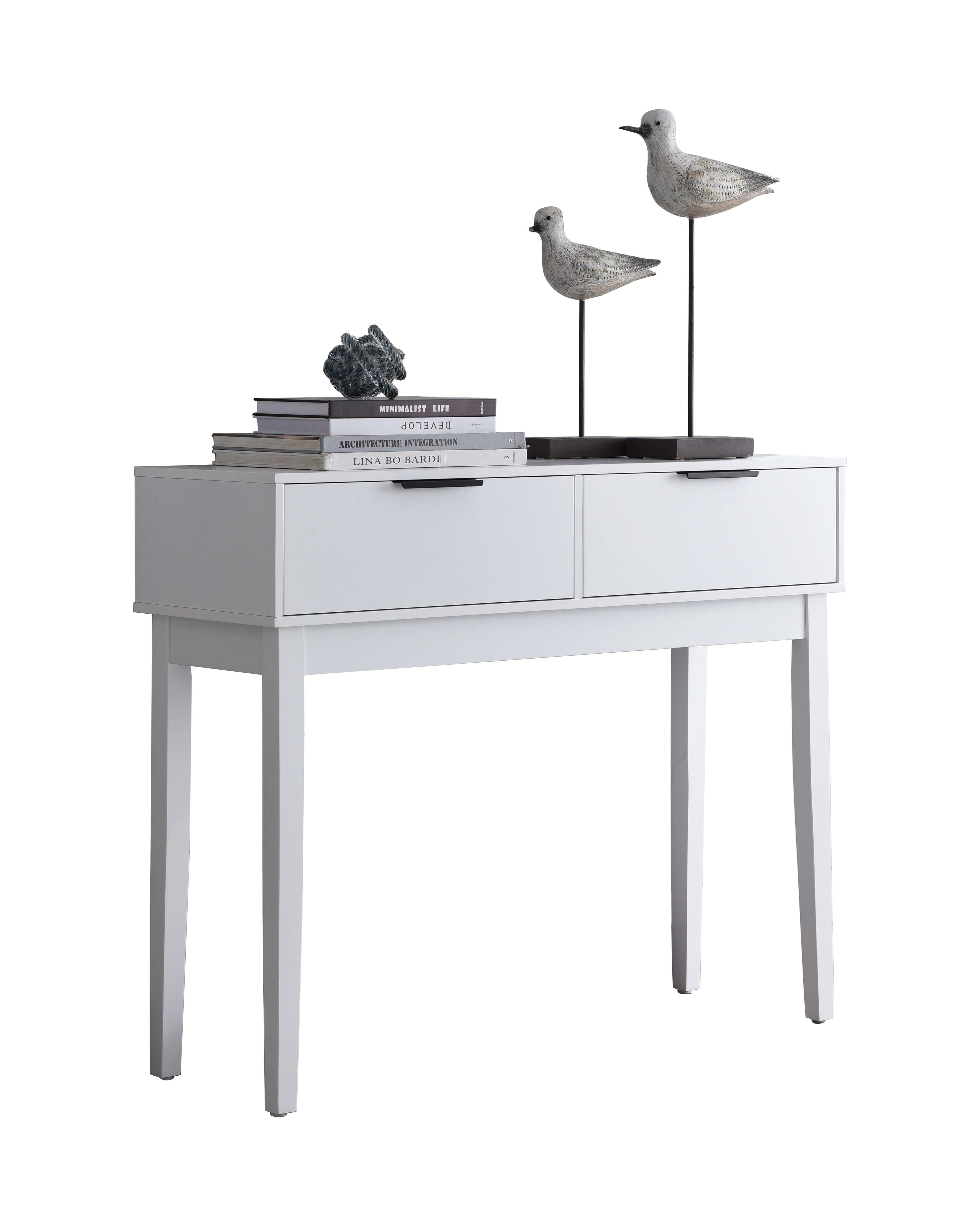 Kings Brand Furniture Modern Console Entryway Table with 2 Storage Drawers, White