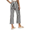 thumbnail image 3 of High Waist Women Stripe Print Casual Pants Ankle Length Capris Straight Trousers, 3 of 7