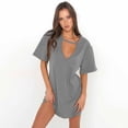 thumbnail image 2 of Women's V-neck Halter Neck Hollow Summer Sexy Fashion Simple Comfortable Casual Style Waist Dress, 2 of 2