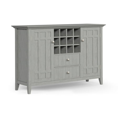 Simpli Home - Bedford Sideboard Buffet and Wine Rack - Dark Chestnut Brown