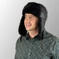 thumbnail image 3 of Leather Aviator Russian Ushanka Trapper Shearling Sheepskin Fur Ear Flap Waterproof Winter Hat (US, Alpha, Large, Chocolate Brown), 3 of 6