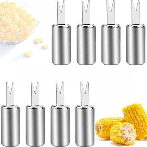 Bexikou 8 Pcs Stainless Steel Cob Forks,Corn Holders,Corn Cob Skewers Corn on The Cob Skewers for Home Cooking, Picnics, Camping, Kitchen