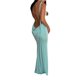 thumbnail image 3 of VISgogo Vestido sin mangas con espalda abierta para mujer, falda larga hasta el suelo con correa de espagueti de color sólido, negro/beige/azul VISgogo  moda, 3 of 5