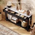 thumbnail image 5 of BEDEEP 55" Console Table with 2 Drawers, Marble Sofa Table Behind Couch with Storage Shelf, Modern Fluted Wood Entryway Table for Hallway, Living Room, Black, 5 of 12