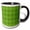 Black/White, variant on 3drose, Pretty Green Fan Circles with Deep Blue and White Centers Kaleidoscope Pattern, 11oz Two-tone Yellow Mug
