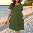 thumbnail image 3 of Efsteb Womens Summer Sundresses Short Sleeve Casual T Shirt Dress Crewneck Sundresses Beach Vacation Pockets (Green,XXL), 3 of 8