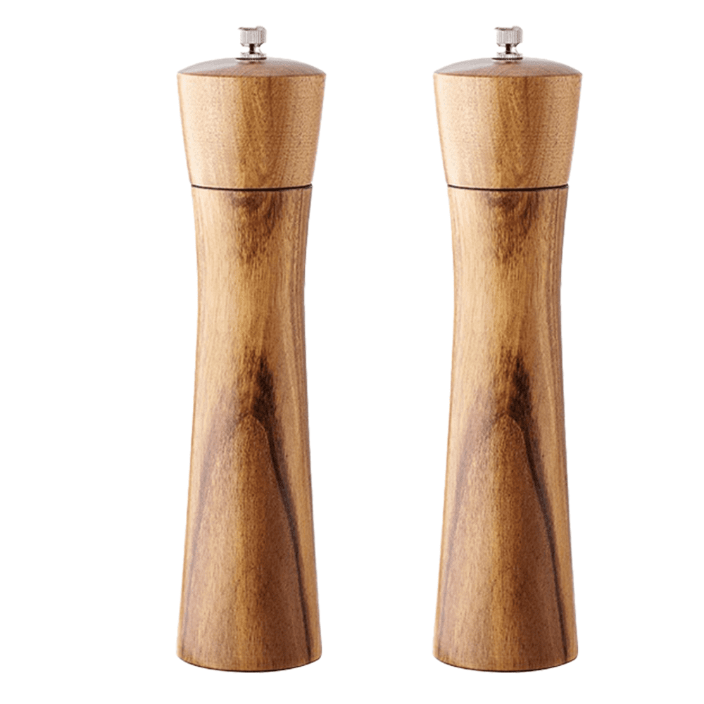 Wooden Salt and Pepper Grinder Set, Refillable Tableware Acacia Wood