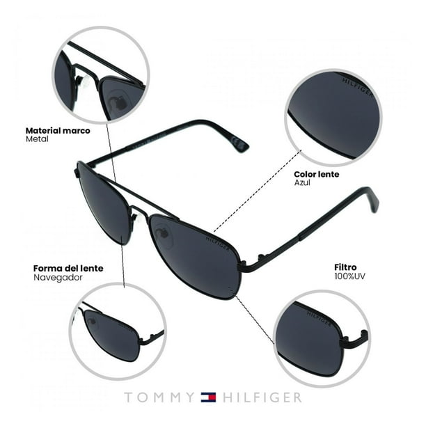 Lentes de Sol TOMMY HILFIGER Hombre X67111 Outlook Marco de Metal Color Plateado con Filtro 100 UV Walmart en linea