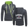 thumbnail image 1 of Ropa para hombre Novedad en chándal deportivo con cremallera y estampado, sudaderas con capucha informales, pantalones deportivos para correr, chaqueta de calle europea, abrigo, 1 of 4