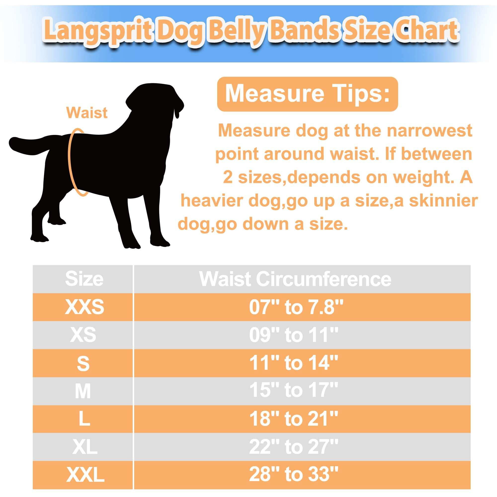 Langsprit Male Belly Bands for Dogs (Pack of 3) - High Absorbing Dog Wraps Male Washable - Reusable Male Dog Diapers,Black,XL