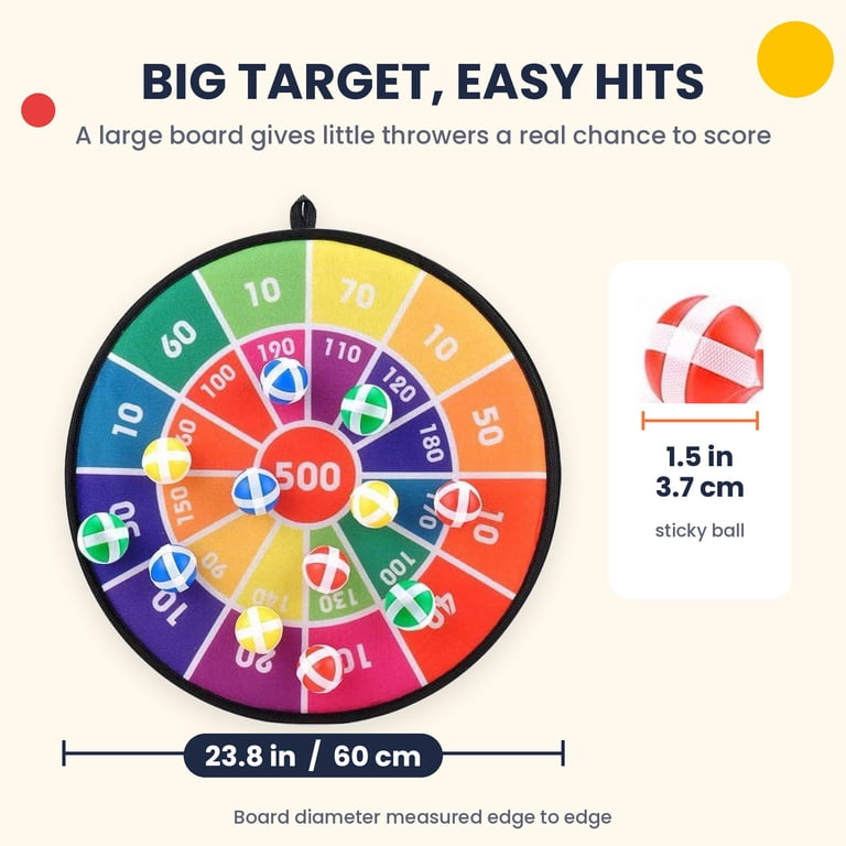 TiokMc Dart Board Game for Kids, 23.8 Inch Sticky Ball photo 2