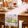 thumbnail image 5 of Watercolor Floral Truck Table Runner - 108 Inch Long Spring Garden Butterflies Pink Plaid Cotton and Linen Blended Dress Scarves Farmhouse Table Runner for Kitchen Dining, Coffee Table, 13" x 108", 5 of 8