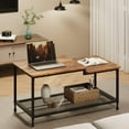 thumbnail image 4 of GAOMON Coffee Table, 2-Tier Center Table, Rustic Living Room Table with Mesh Shelf, Rectangle Cocktail Table, Small Table with Metal Frame, Easy to Assemble, 4 of 8