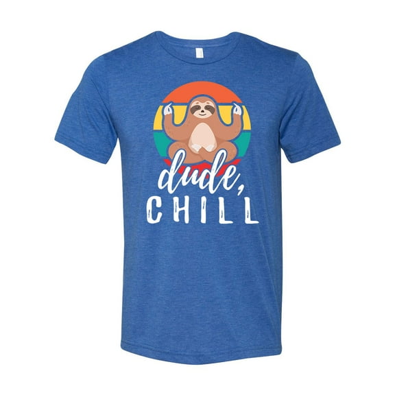 Unisex Adult Fit Meditaiting Sloth Dude Chill Short Sleeve T-shirt-True Royal Triblend-xl