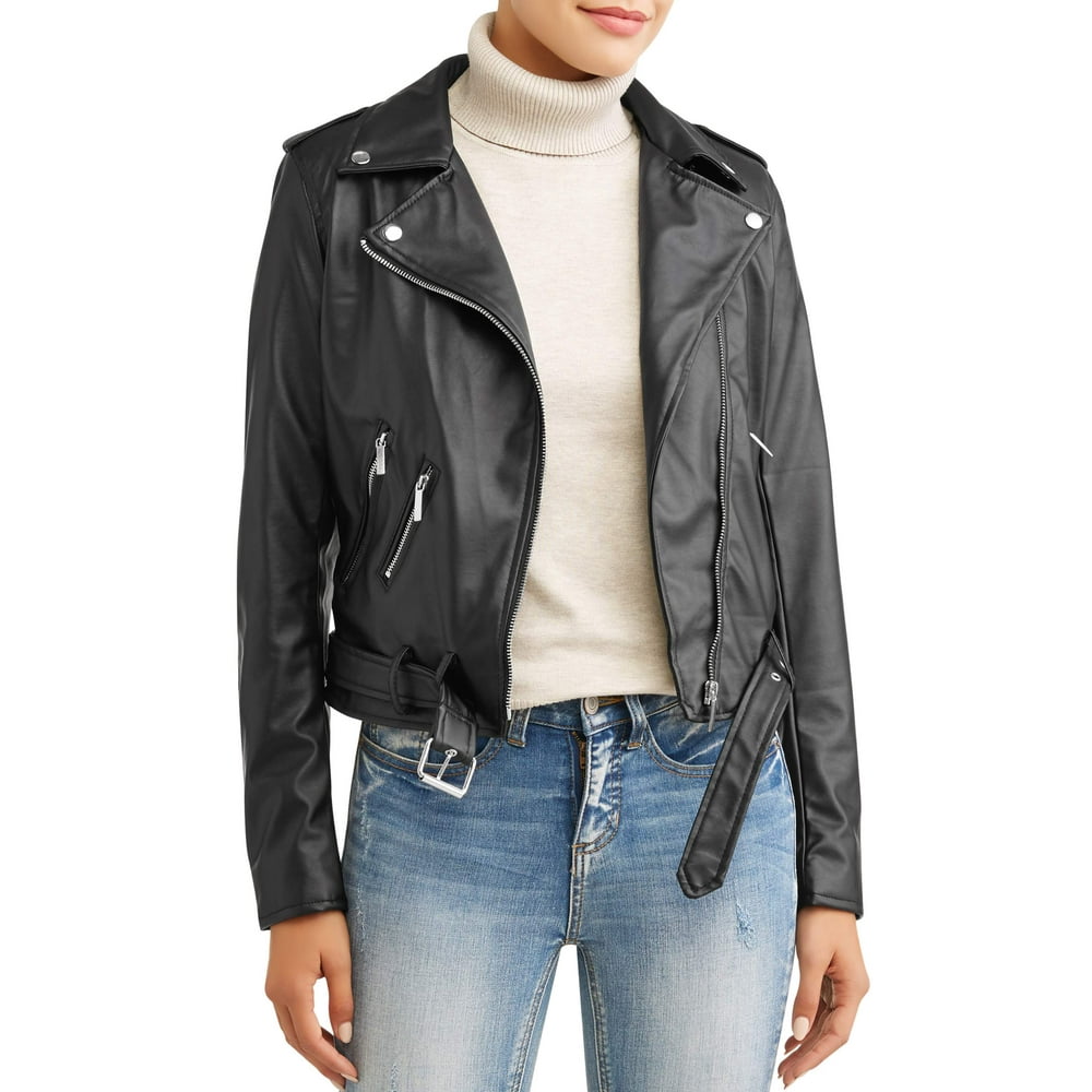 Yoki Women's Sherpa Lined Faux Leather Moto Jacket