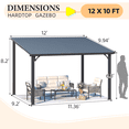 thumbnail image 2 of AECOJOY 10' x 12' Hardtop Gazebo, Heavy Duty Outdoor Gazebo with Galvanized Steel Sloping Roof, All Weatherproof Metal Gazebo Featuring Vertical Stripes for Patio, Backyard, and Lawns, 2 of 7