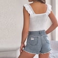 thumbnail image 4 of ITSAME Womens Knit Crop Tank Tops Ruffle Sleeveless Square Neck Tops Summer Breathable Casual Shirts White Size S, 4 of 7