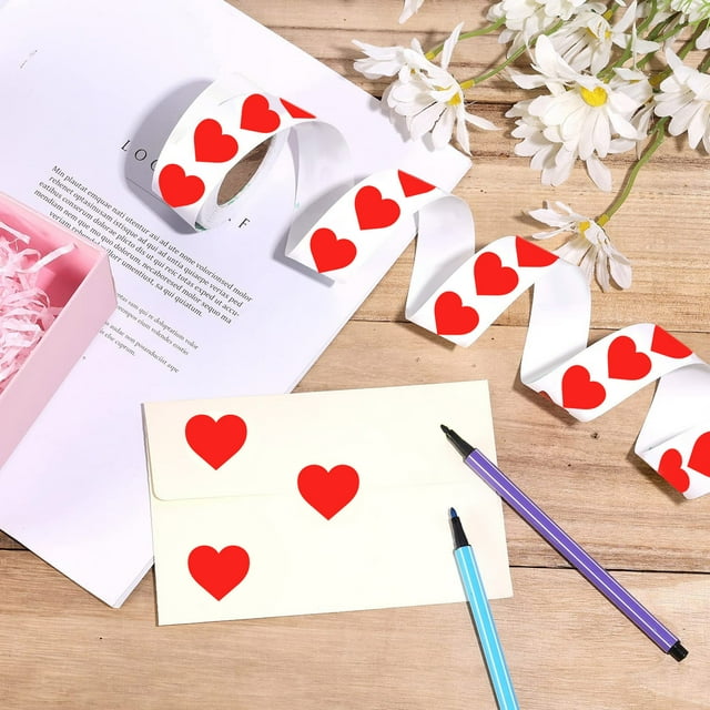 Blank Love Sticker Self-Adhesive Roll Heart-Shaped Sticker 500 Labels/Roll