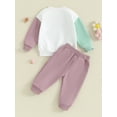 thumbnail image 4 of Bagilaanoe 2PCS Toddler Baby Girl Long Pants Set Contrast Color Long Sleeve Sweatshirt Tops + Sweatpants 6M 12M 18M 24M 3T Kids Casual Sweatsuits, 4 of 9