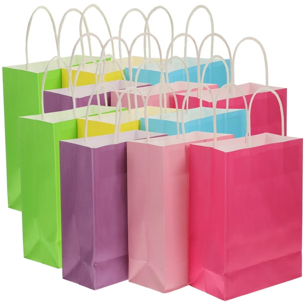 12 PCS Bolsas de regalo de papel con manijas de bolsas de regalo coloridas bolsas de compras de papel bolsas de regalo