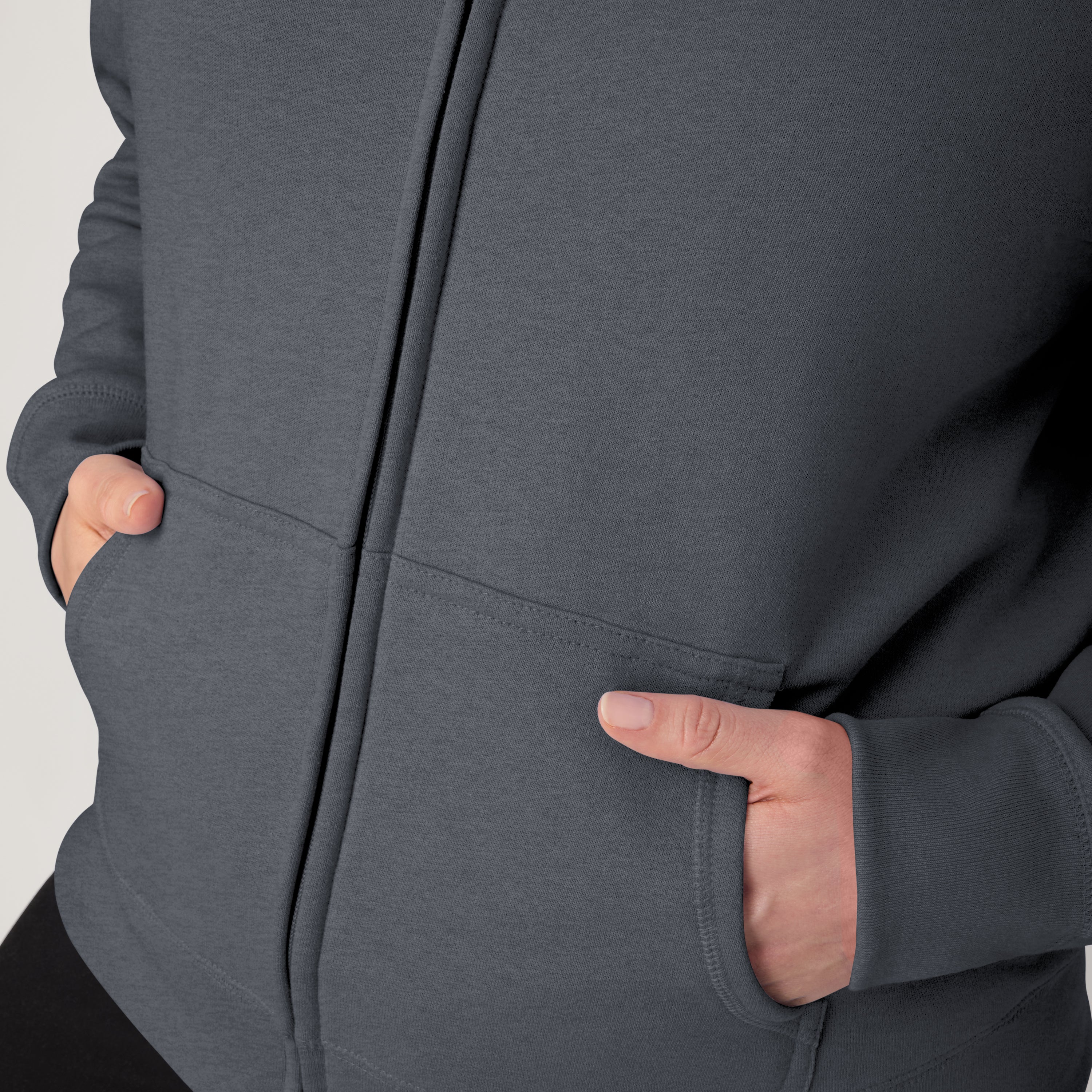 Hanes EcoSmart Women's Full-Zip Fleece Hoodie, Slate Heather photo 3