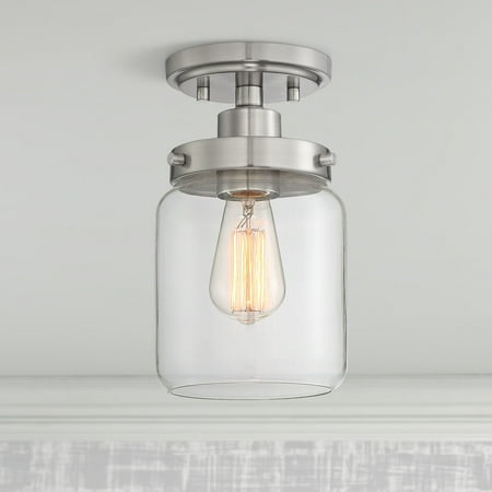 360 Lighting Modern Farmhouse Ceiling Light Semi Flush Mount Fixture Brushed Nickel 6