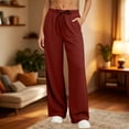 thumbnail image 6 of Vixolx Baggy Sweatpants for Women Straight Stretchy Solid Color Casual Sports Trousers Wide Leg Pants with Pocket, 6 of 6