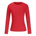 thumbnail image 4 of larppty Women 2025 Fall Clothes Long Sleeve Shirts Ribbed Knit Fitted Basic Tee Going Out Tops Casual Outfits (Red, S), 4 of 6