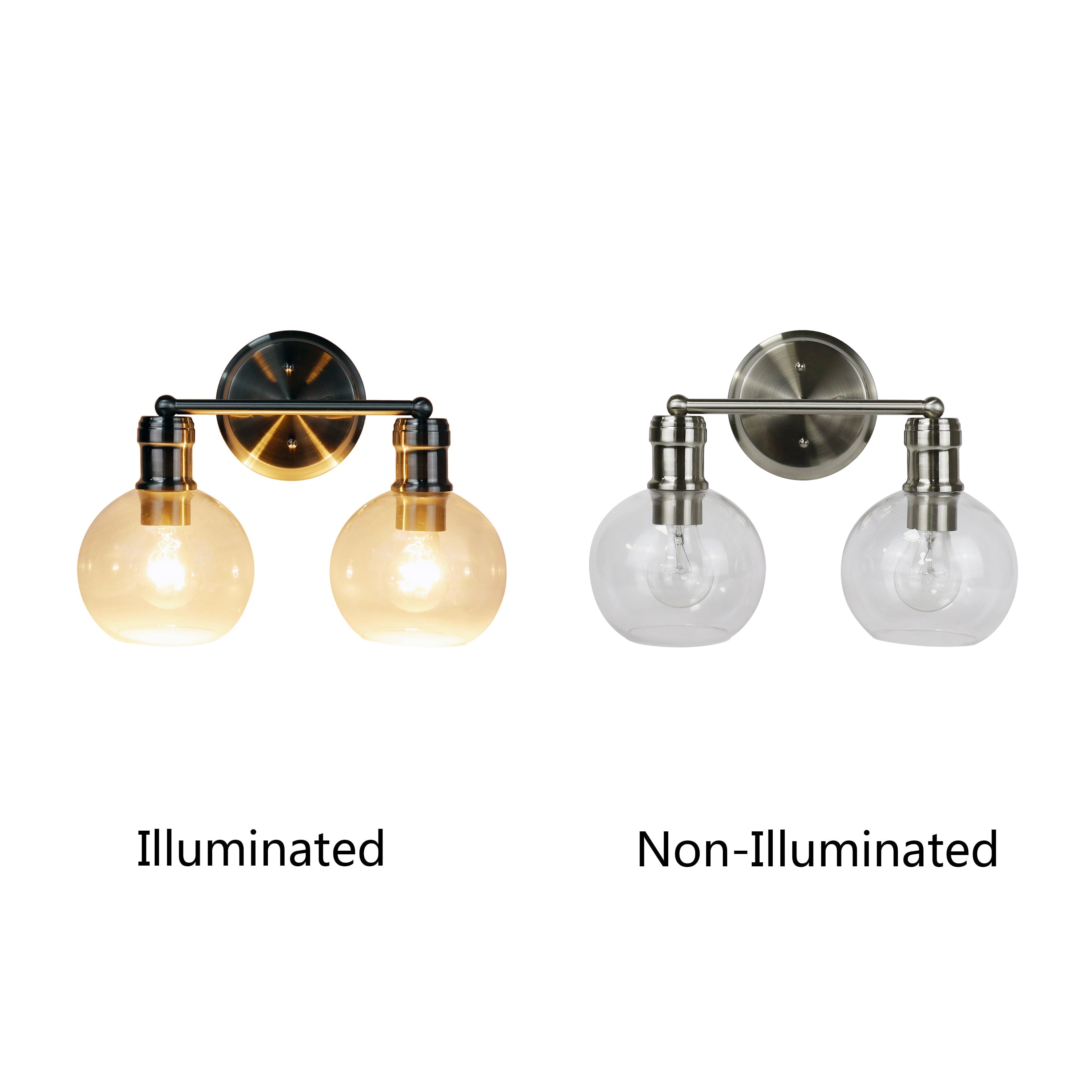 Radiance Goods Transitional Brushed Nickel 2 Light Vanity Bath Light 14" Wide