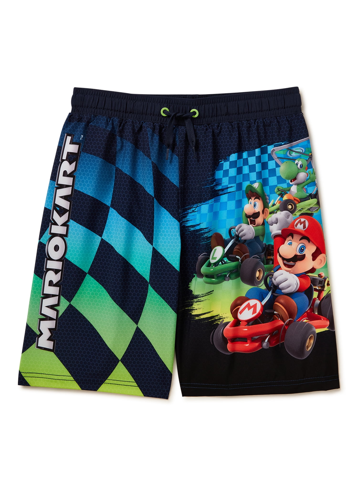 Mario Kart Boys Print Swim Trunks, Sizes 4-12