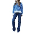 thumbnail image 4 of Seyurigaoka Women Knitted Pullover Sweater Chunky Patchwork Print Jumper Tops Solid Crew Neck Long Sleeve Loose Knitwear Streetwear, 4 of 5
