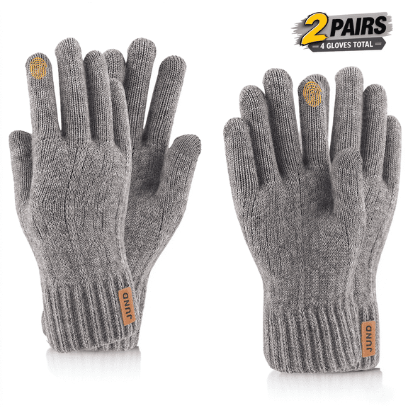 Mitho Unisex Winter Gloves,Touchscreen-Friendly,Thick Plush Lining,Winter Gloves Men,2 Pairs Gray