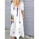 thumbnail image 2 of Vestido largo con estampado floral bohemio Cuello en V Cordón con cordones Ropa de manga larga kenally AP000133-06B, 2 of 6