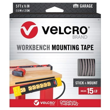 VELCRO Brand Workbench Mounting Tape 1/2in wide black 5ft of closure (10ft of tape)