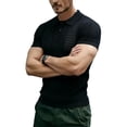 thumbnail image 4 of Men's Shirts, Casual Shirts for Men Collared Hollow Out Knit Shirts Summer Lightweight Breathable Slim Fit T-Shirts Black XXL, 4 of 4