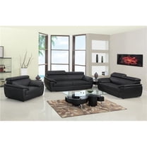 HomeRoots 329518 114 in. Captivating Black Leather Sofa Set