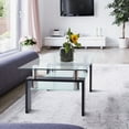 thumbnail image 4 of 2-Tier Glass Coffee Table, Rectangle Open Shelf Coffee Accent Table, Living Room Table with Glass Shelf, Large Storage Space Cocktail Table, Center Table with Metal Legs for Home Office, B1264, 4 of 9