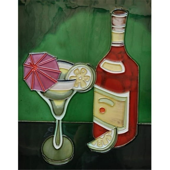 Continental Art Center AD-0070 12 x 16 in. Drink With Green Background Ceramic Art Tile