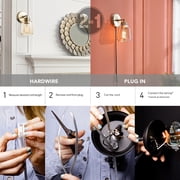 Globe Electric 1-Light Matte Brass Plug-in or Hardwire Indoor Wall Sconce, Smoked Amber Glass Shade
