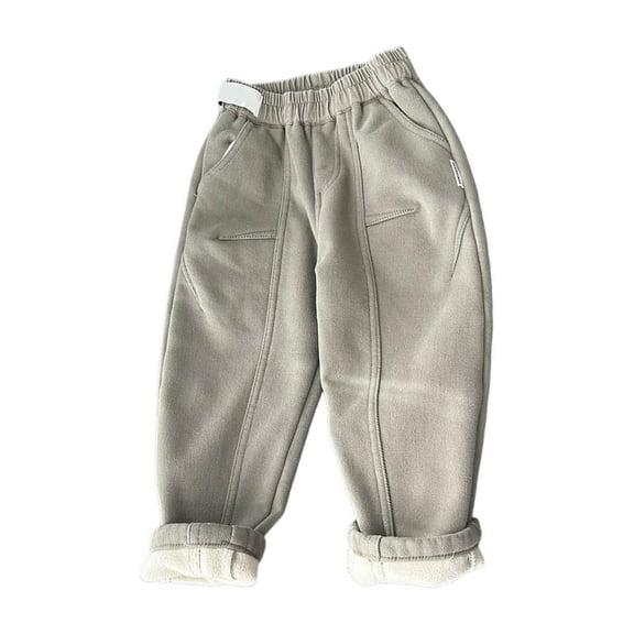 Tfken Pants For Boys Toddler Fleece Fashion Solid Color Khakis Taper Army Green Trousers Size 18-24 Months