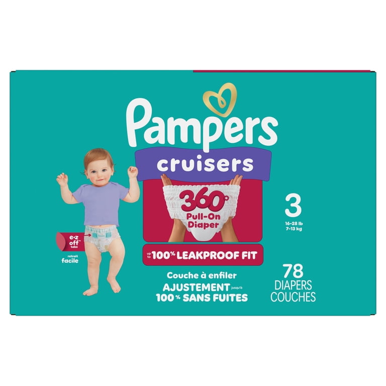 Pampers Cruisers 360 Fit Size 3 Diapers 78 Count, Side-Tear