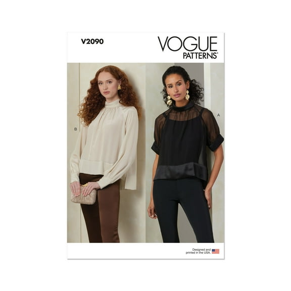 Vogue Sewing Pattern 2090 - Misses' Top with Sleeve Variations, Size: B5 (8-10-12-14-16)