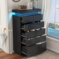 thumbnail image 5 of NEGYLIM 6 Drawer Black Dresser, High Gloss Dresser with LED Light for Bedroom, Living Room, Hallway, Easy Assembly, 5 of 12